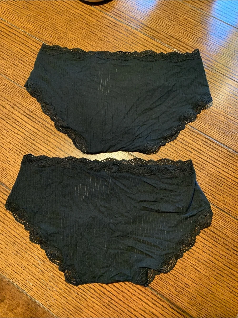 Aerie Women's Black Lace-Trim Boy brief Panties - Black two pairs